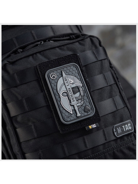 M-TAC NASZYWKA 3D MOLON LABE ACE SPARTAN PVC SZARA