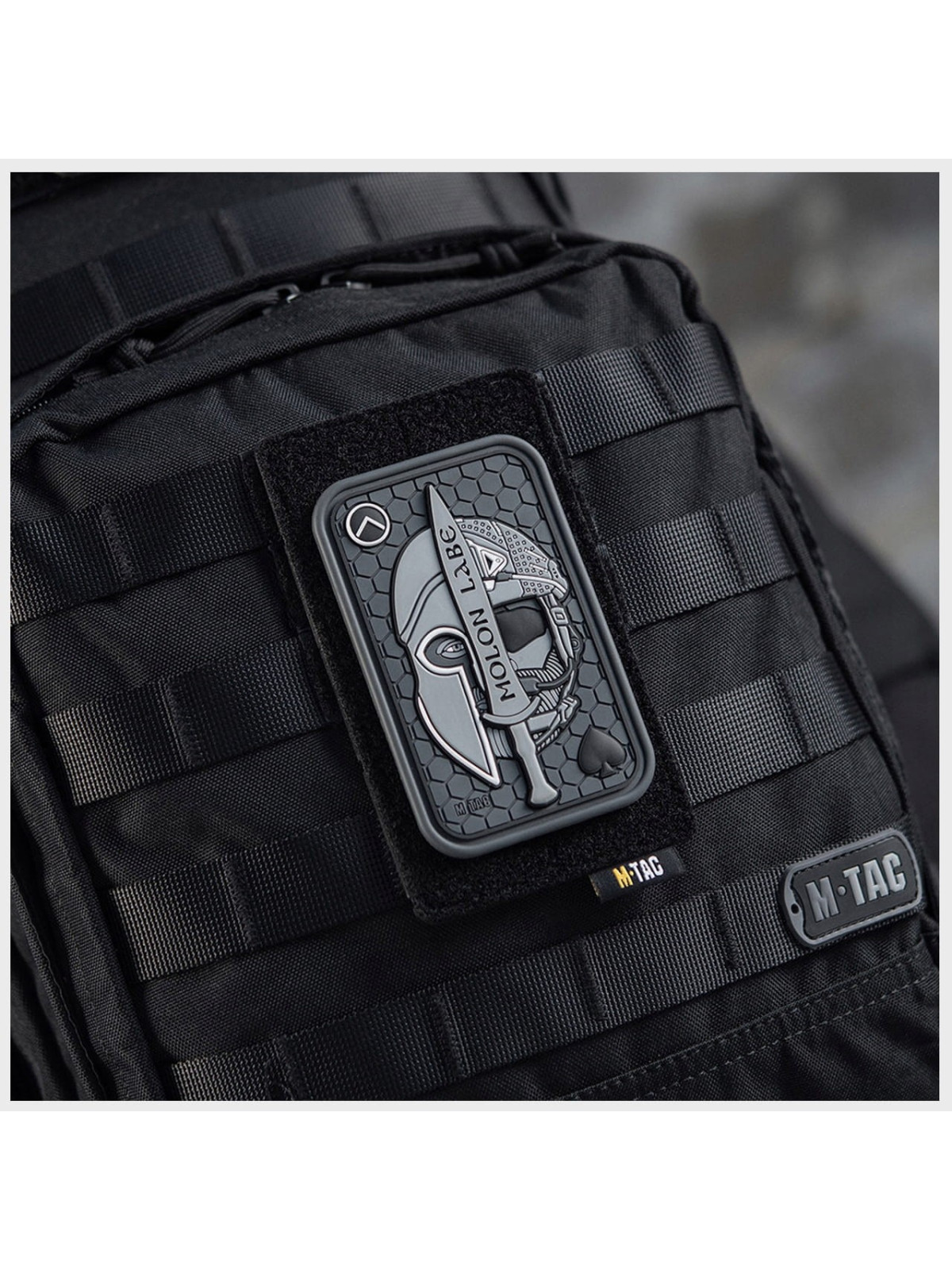 M-TAC NASZYWKA 3D MOLON LABE ACE SPARTAN PVC SZARA