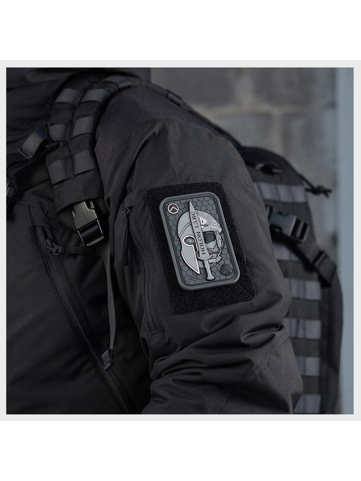 M-TAC NASZYWKA 3D MOLON LABE ACE SPARTAN PVC SZARA