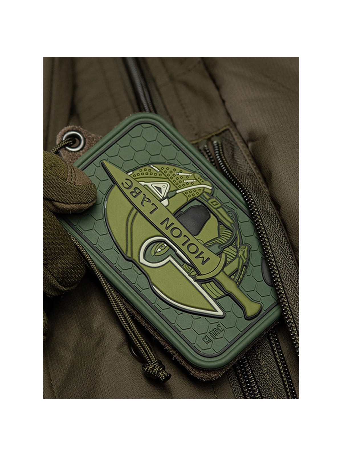 M-TAC NASZYWKA 3D MOLON LABE ACE SPARTAN PVC OLIWKOWA