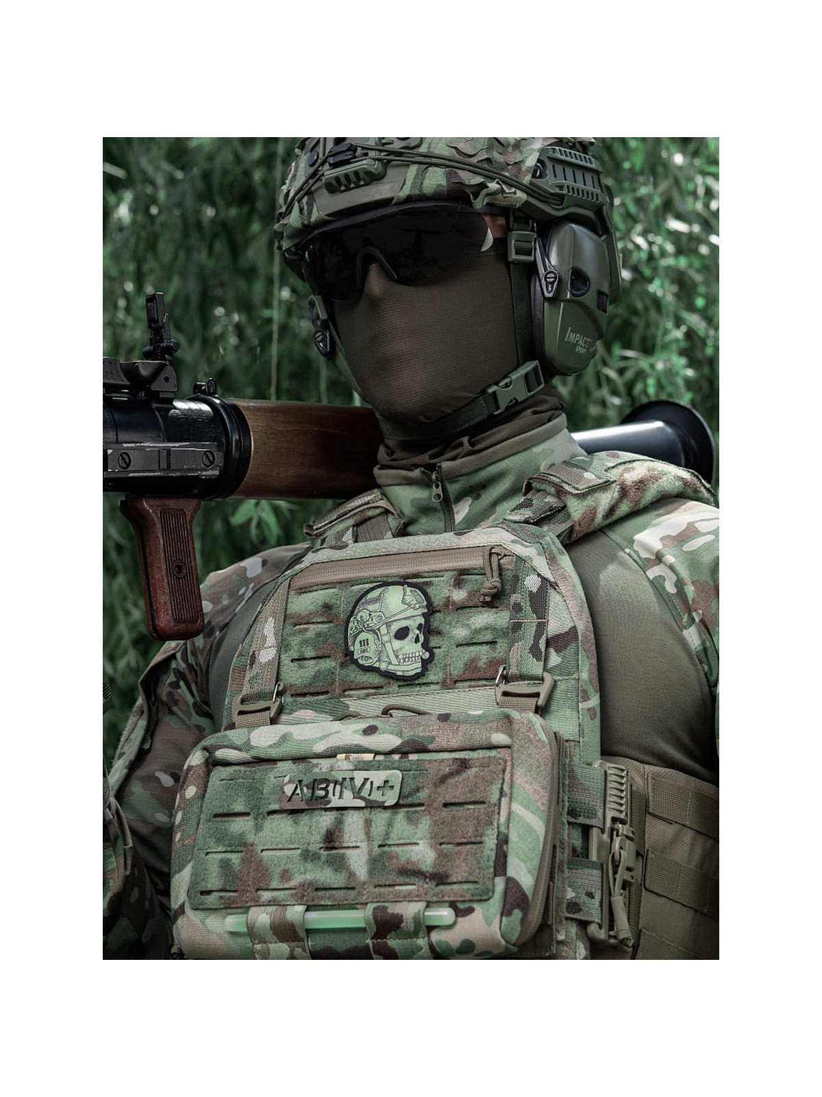 M-TAC NASZYWKA OPERATOR CZASZKA NADRUK OLIWKOWA