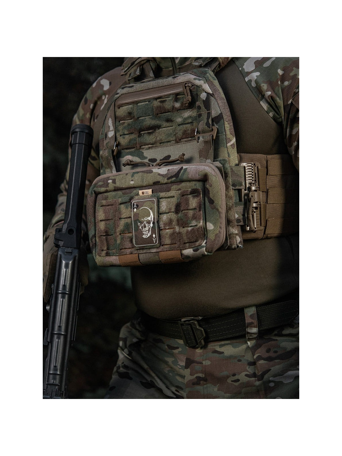 M-TAC NASZYWKA FACE OF WAR CZASZKA HAFTOWANA CZARNO-POMARAŃCZOWA