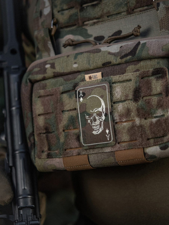 M-TAC NASZYWKA FACE OF WAR CZASZKA HAFTOWANA CZARNO-POMARAŃCZOWA