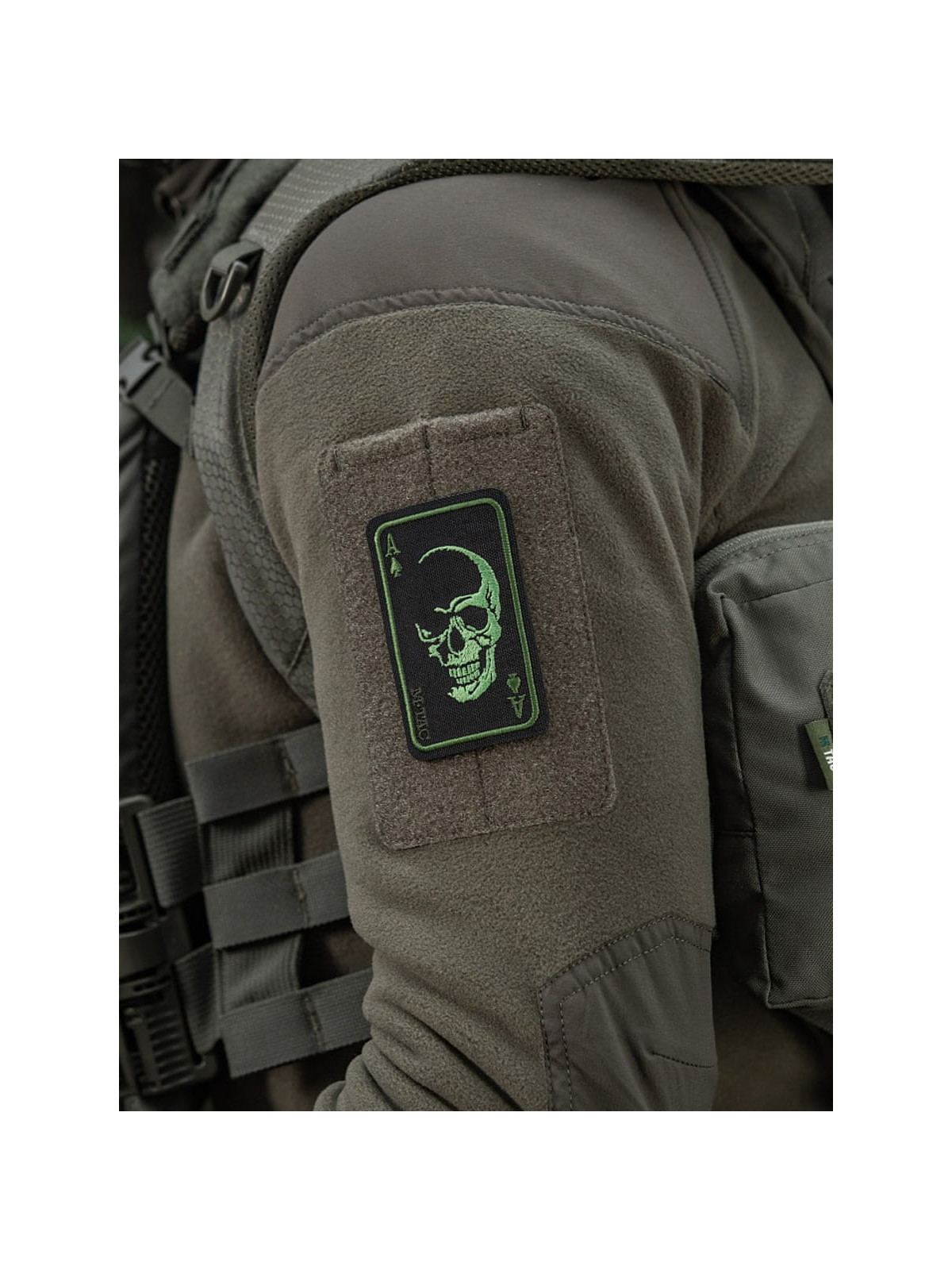 M-TAC NASZYWKA FACE OF WAR CZASZKA HAFTOWANA CZARNO-ZIELONA
