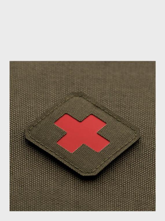 M-TAC Naszywka Medic Cross Laser Cut Oliwkowo-czerwona