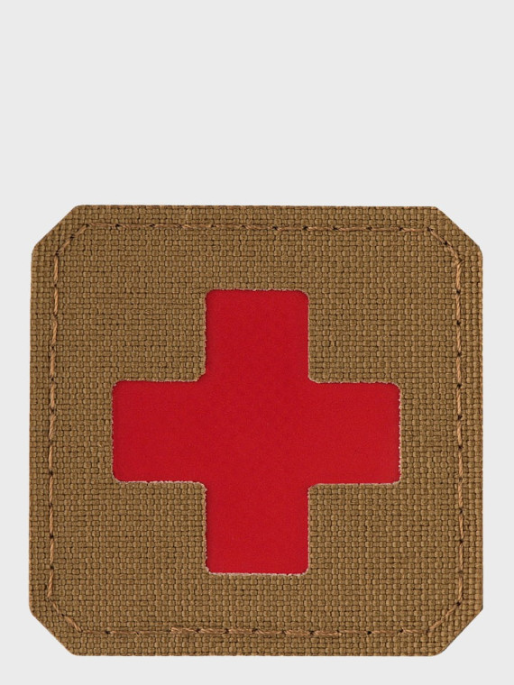 M-TAC Naszywka Medic Cross Laser Cut Coyote-czerwony