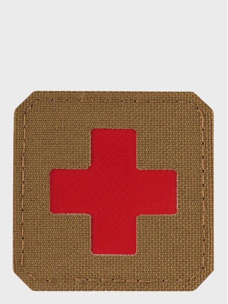 M-TAC Naszywka Medic Cross Laser Cut Coyote-czerwony