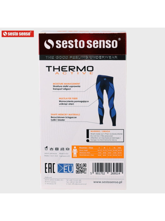 SESTO SENSO SPODNIE TERMOAKTYWNE MĘSKIE THERMO ACTIVE GRANAT XL