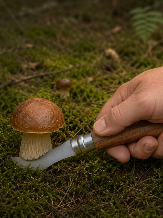 OPINEL Nóż składany no 8 Inox Mushroom do zbierania grzybów w pudełku