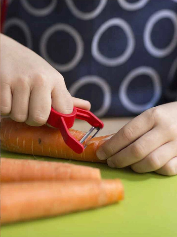 OPINEL Zestaw kuchenny dla dzieci nóż obieraczka osłona na palce Le Petit Chef czerwony