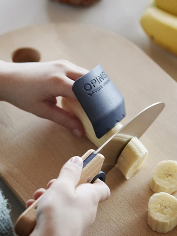 OPINEL Zestaw kuchenny dla dzieci nóż obieraczka osłona na palce Le Petit Chef Niebieski