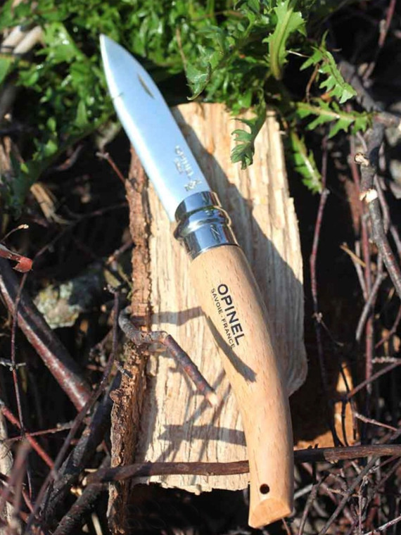OPINEL NÓŻ OGRODNICZY SKŁADANY SCYZORYK No.08 drewniany blister