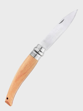 OPINEL NÓŻ SKŁADANY INOX No 8 ogrodniczy na grzyby Rękojeść Drewno Bukowe