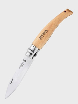 OPINEL NÓŻ SKŁADANY INOX No 8 ogrodniczy na grzyby Rękojeść Drewno Bukowe
