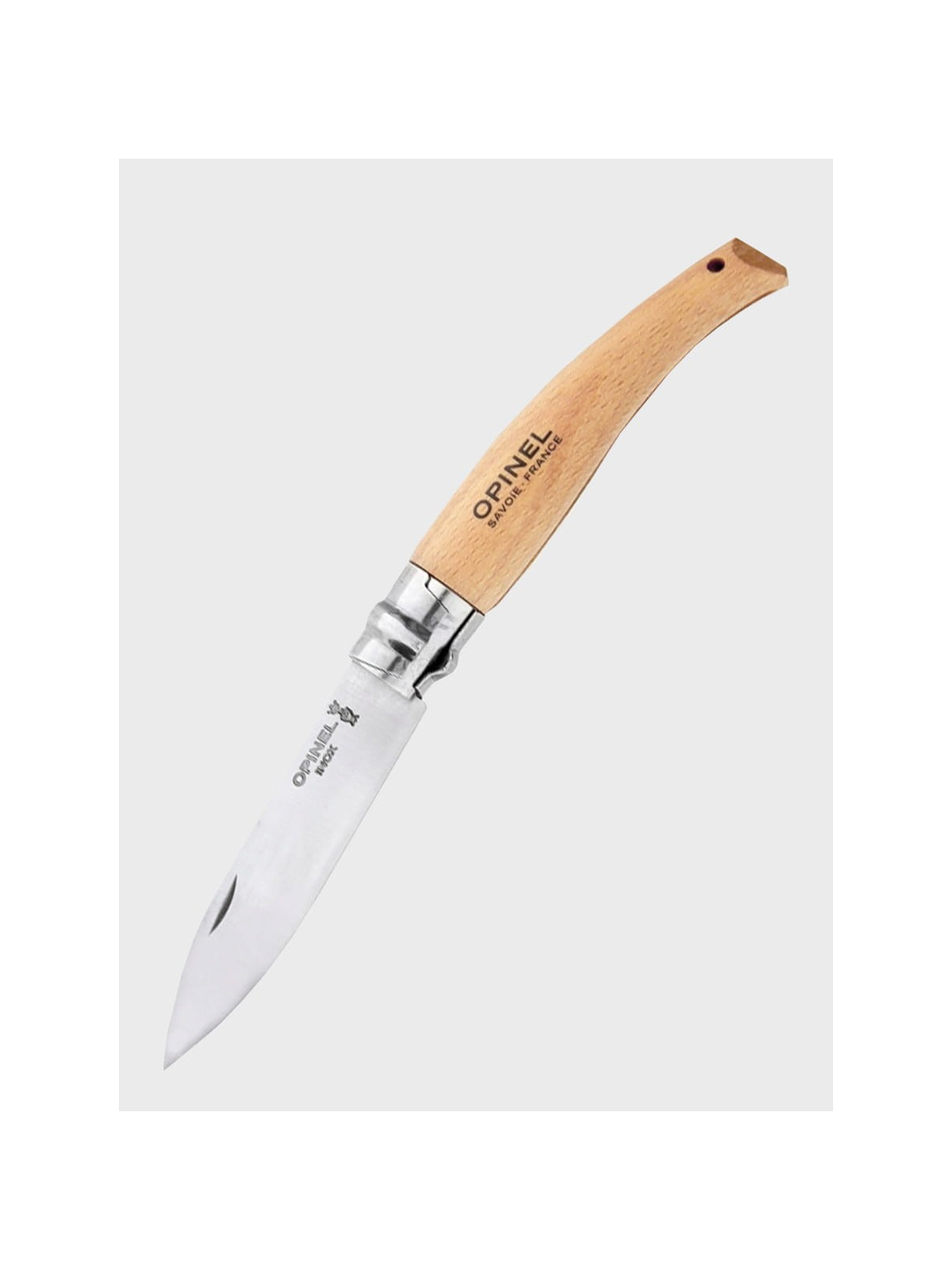 OPINEL NÓŻ SKŁADANY INOX No 8 ogrodniczy na grzyby Rękojeść Drewno Bukowe