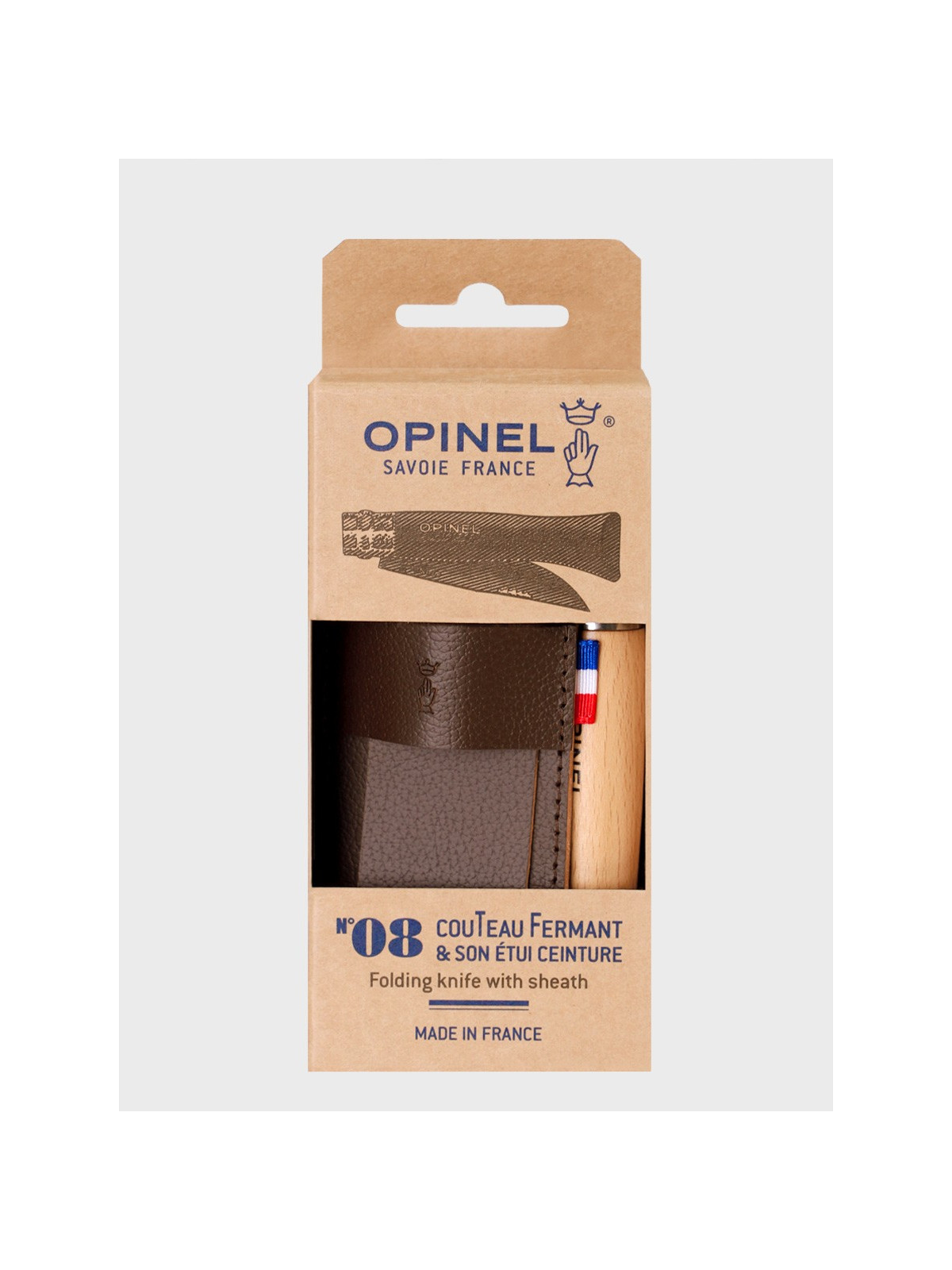 OPINEL Nóż składany scyzoryk INOX No.8 zestaw z etui