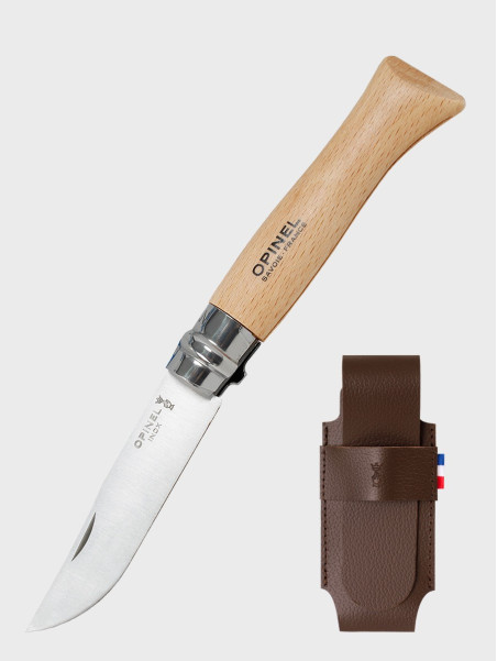 OPINEL Nóż składany scyzoryk INOX No.8 zestaw z etui