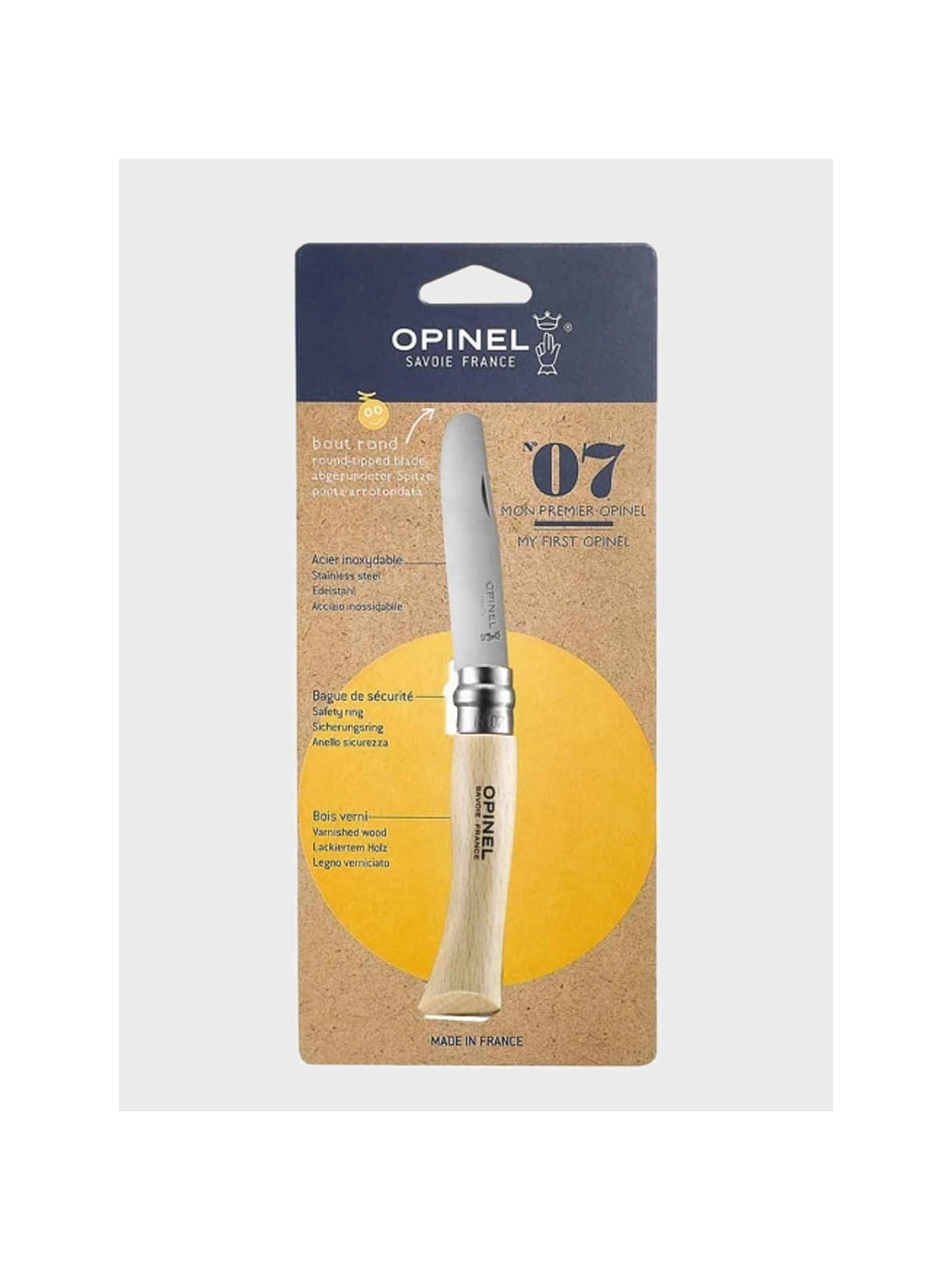 OPINEL Nóż składany scyzoryk drewniany dla dzieci My First 07 naturalny
