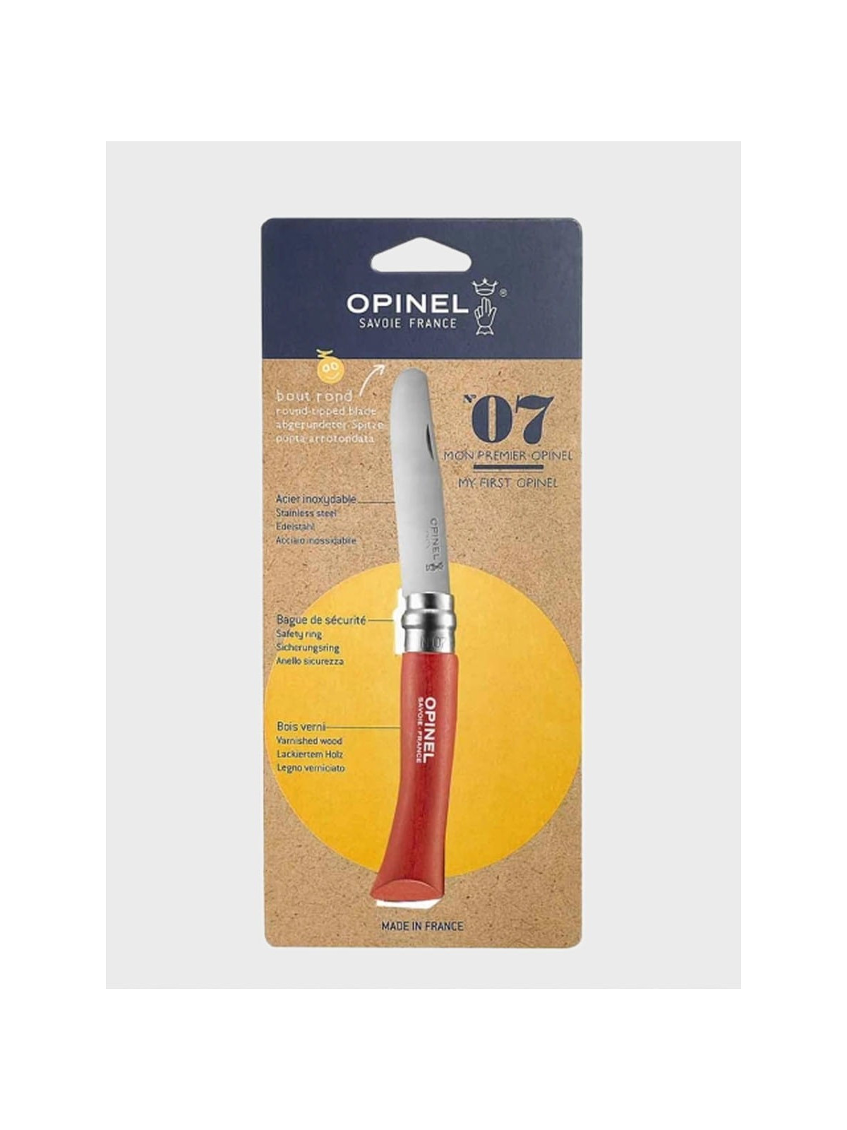 OPINEL Nóż składany scyzoryk drewniany dla dzieci My First 07 czerwony