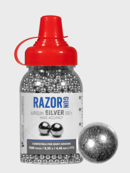 RAZORGUN Śrut okrągły kulki Stalowe BBs 4,46 1500 szt. Srebrne