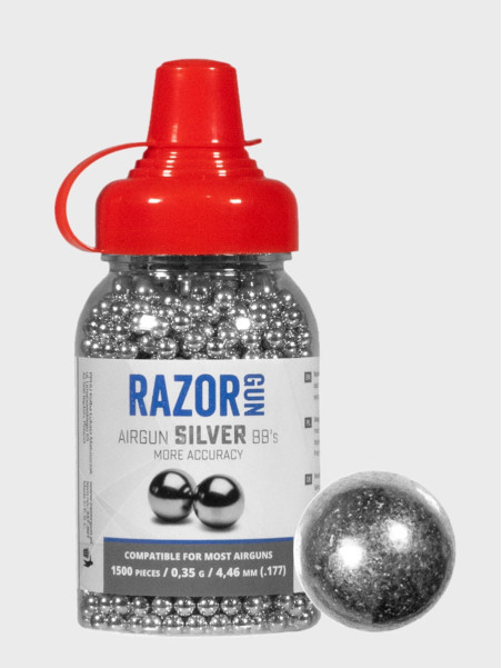 RAZORGUN Śrut okrągły kulki Stalowe BBs 4,46 1500 szt. Srebrne