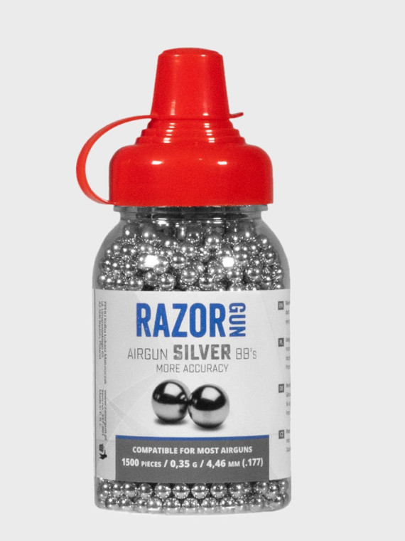 RAZORGUN Śrut okrągły kulki Stalowe BBs 4,46 1500 szt. Srebrne