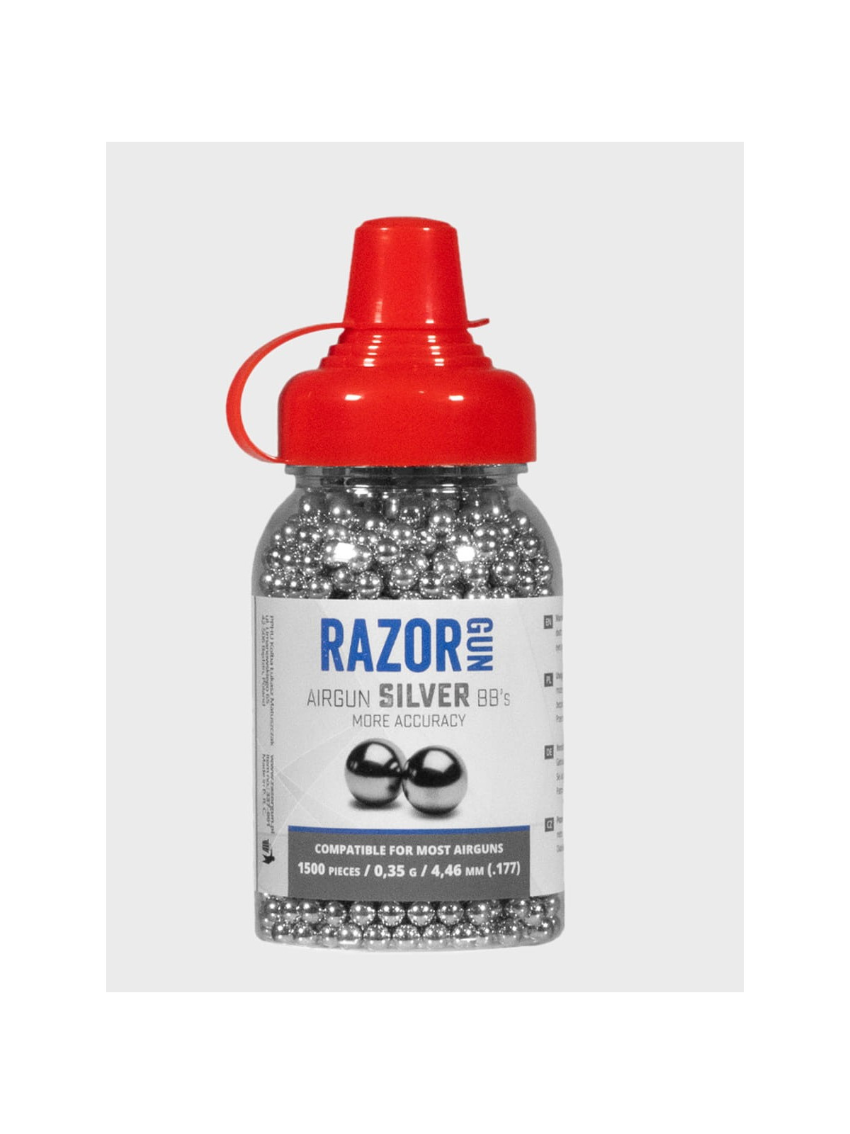 RAZORGUN Śrut okrągły kulki Stalowe BBs 4,46 1500 szt. Srebrne