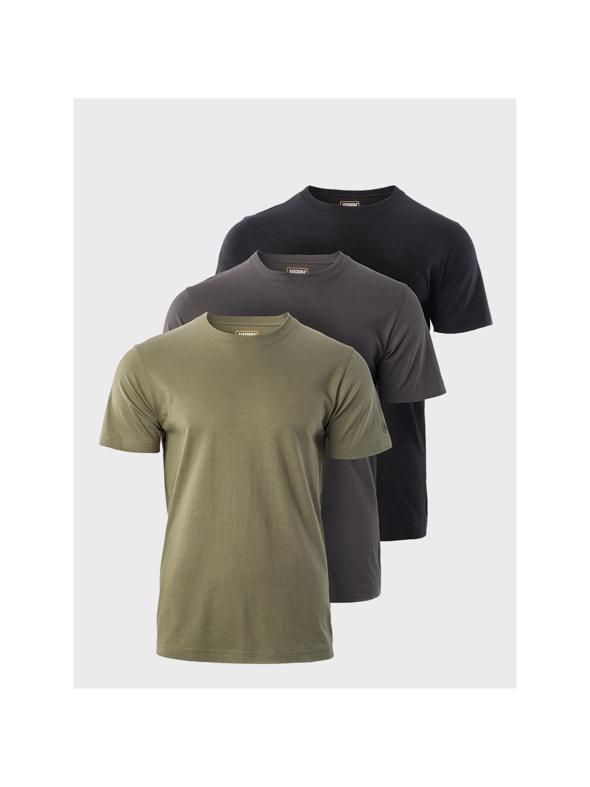 MAGNUM KOSZULKI MĘSKIE ZESTAW 3 SZT. OLIWKOWA/SZARA/CZARNA 3XL