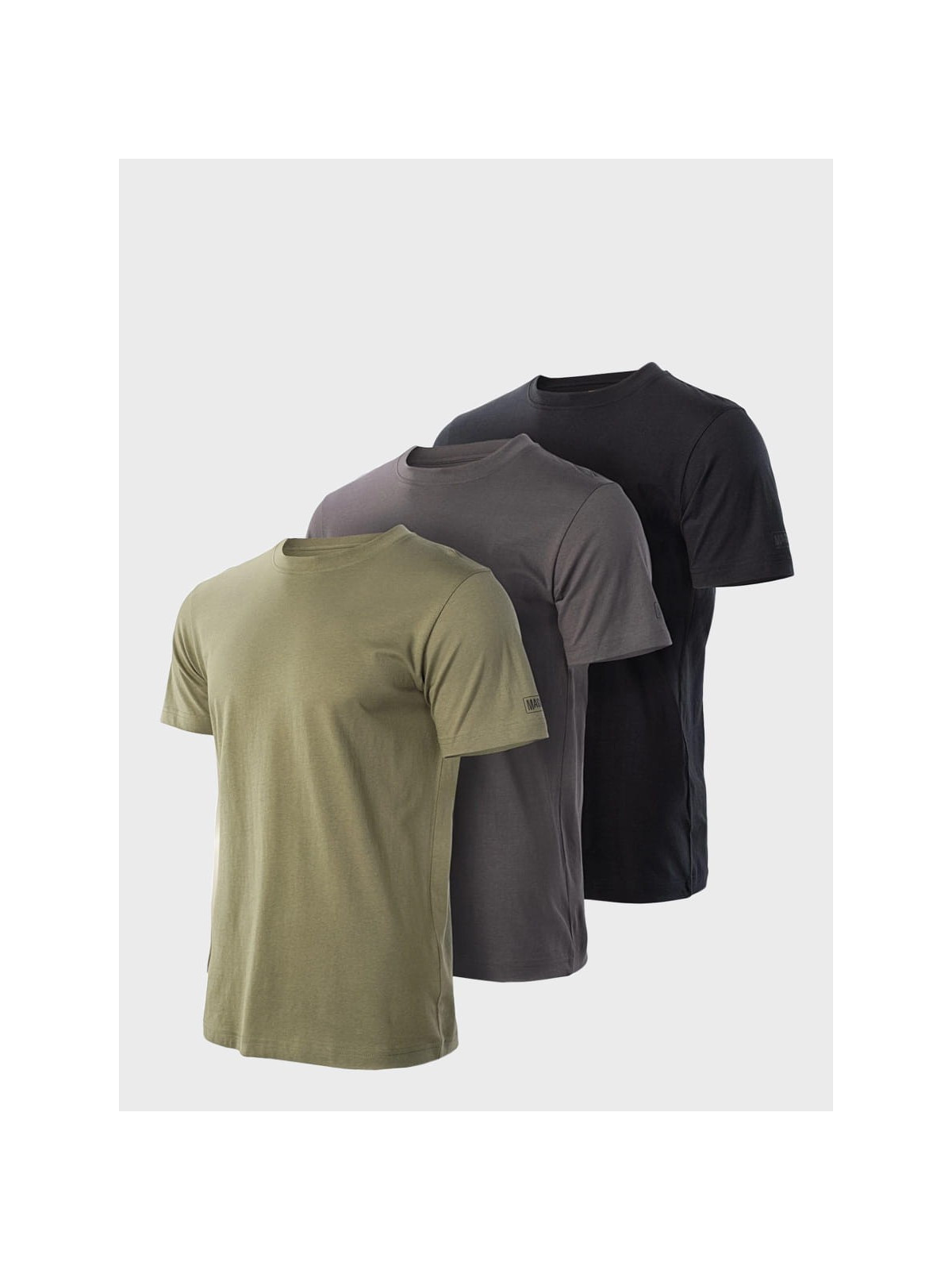 MAGNUM KOSZULKI MĘSKIE ZESTAW 3 SZT. OLIWKOWA/SZARA/CZARNA 3XL