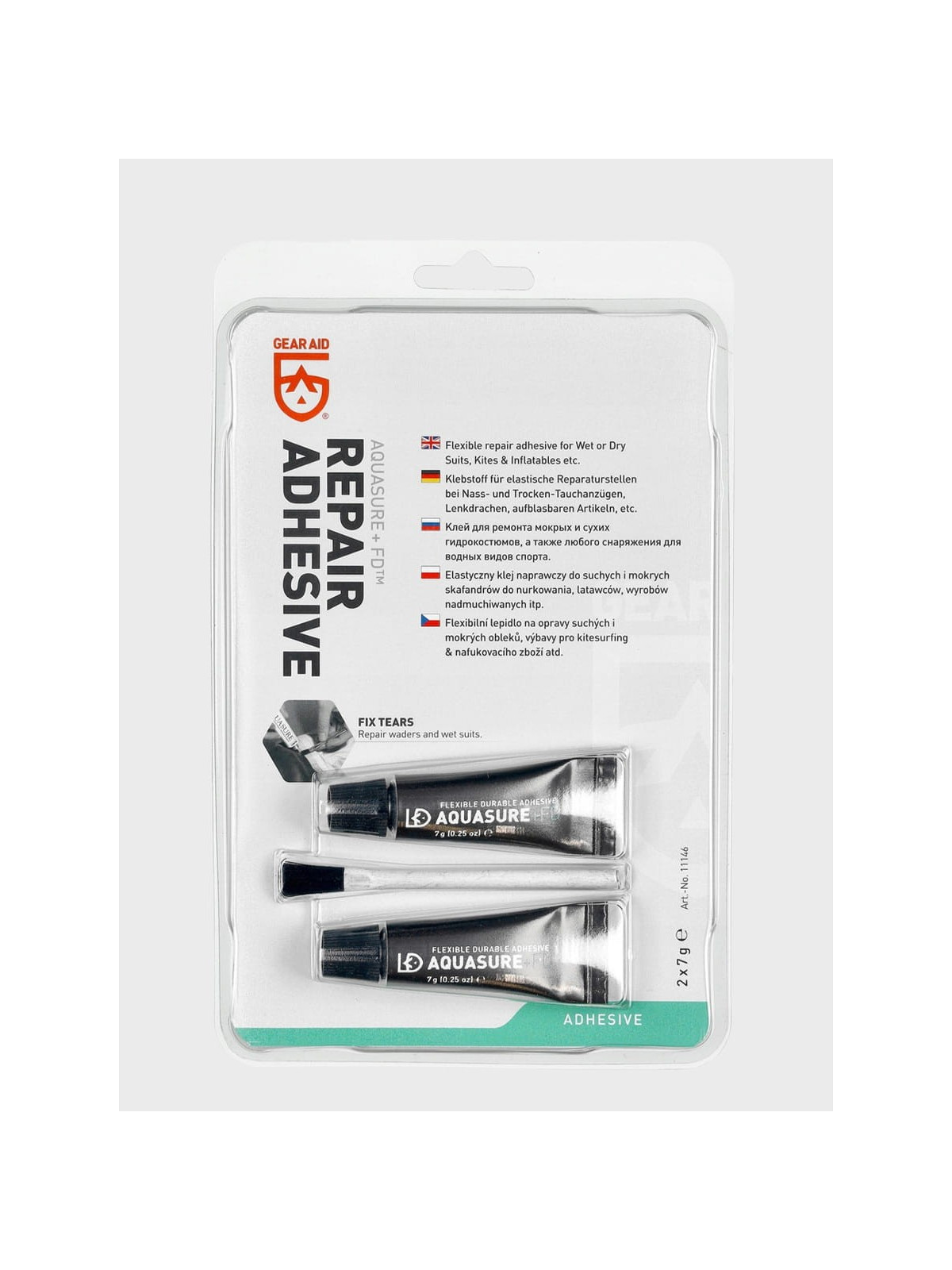 GearAid Klej wodoodporny do sprzętu wodnego Aquasure +  Flexible Durable Adhesive 2x7g