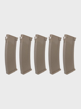 SPECNA ARMS Zestaw 5 magazynków ASG Mid-Cap do replik serii J pojemność 175 kulek tan