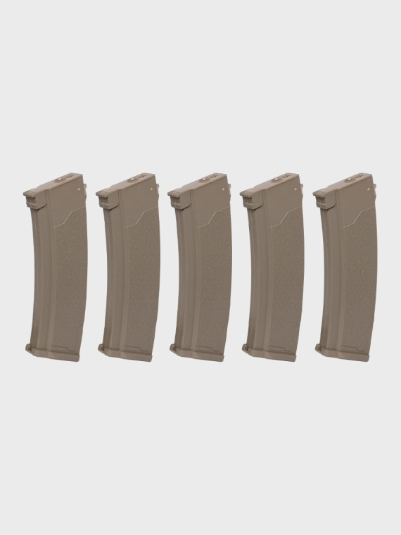 SPECNA ARMS Zestaw 5 magazynków ASG Mid-Cap do replik serii J pojemność 175 kulek tan