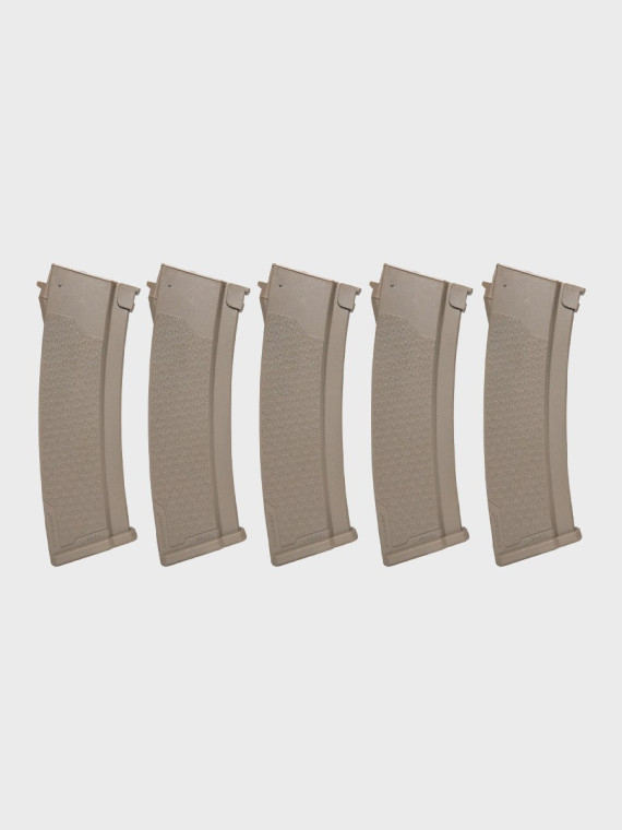 SPECNA ARMS Zestaw 5 magazynków ASG Mid-Cap do replik serii J pojemność 175 kulek tan