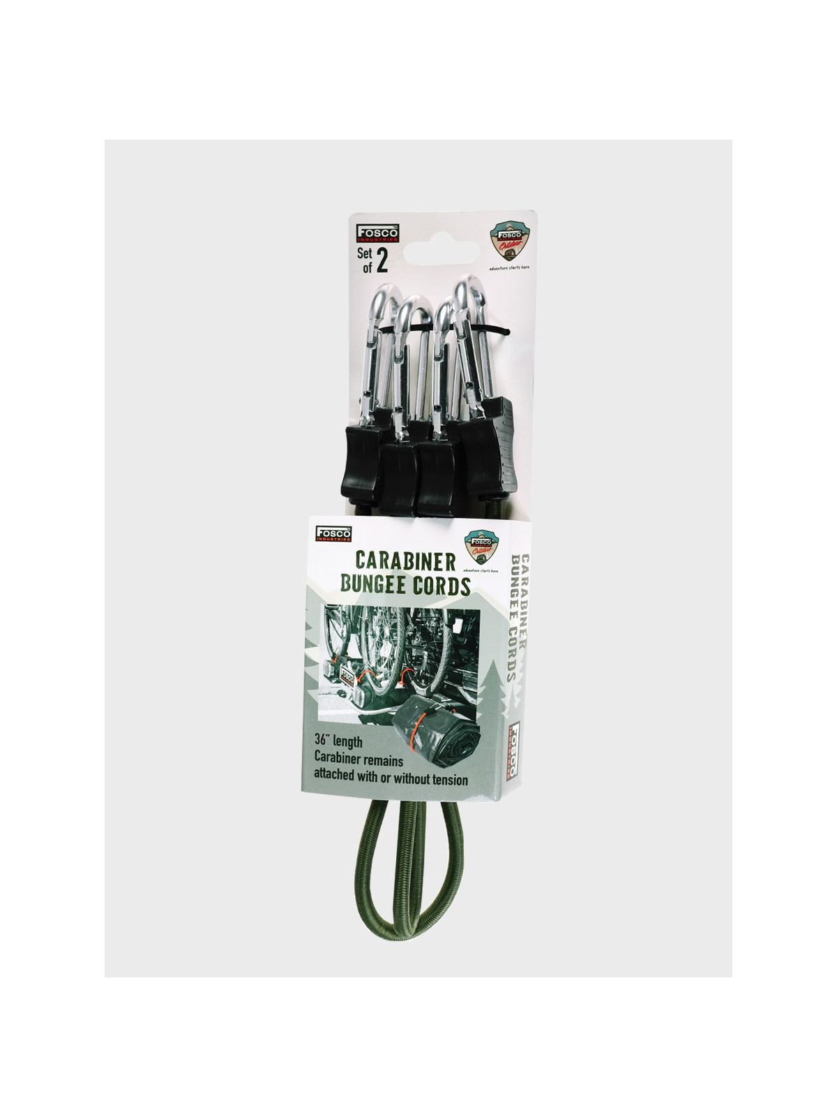 FOSCO INDUSTRIES Elastyczna lina z haczykami ekspandor 2 szt 90 cm oliwkowa