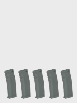 SPECNA ARMS Zestaw 5 Magazynków ASG S-Mag Hi-Cap do replik M4/M16 pojemność 380 kulek szary