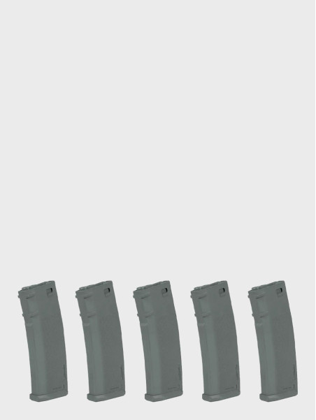 SPECNA ARMS Zestaw 5 Magazynków ASG S-Mag Hi-Cap do replik M4/M16 pojemność 380 kulek szary