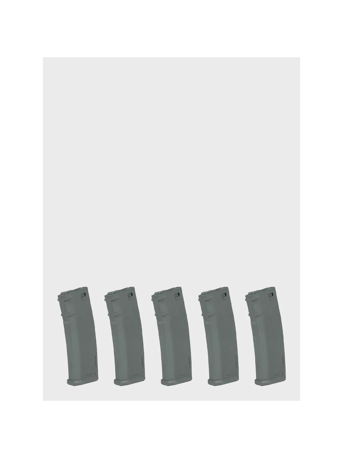 SPECNA ARMS Zestaw 5 Magazynków ASG S-Mag Hi-Cap do replik M4/M16 pojemność 380 kulek szary