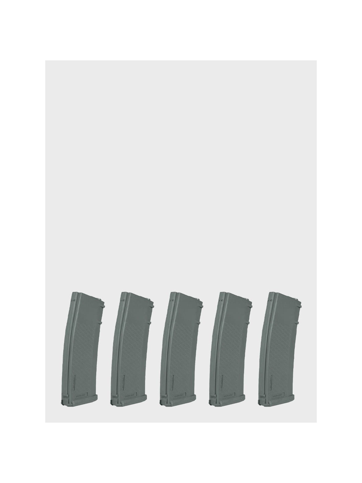 SPECNA ARMS Zestaw 5 Magazynków ASG S-Mag Hi-Cap do replik M4/M16 pojemność 380 kulek szary