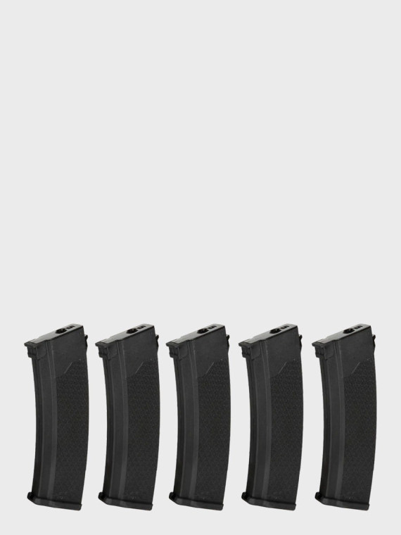 SPECNA ARMS Zestaw 5 magazynków ASG Mid-Cap do replik serii J pojemność 175 kulek czarny