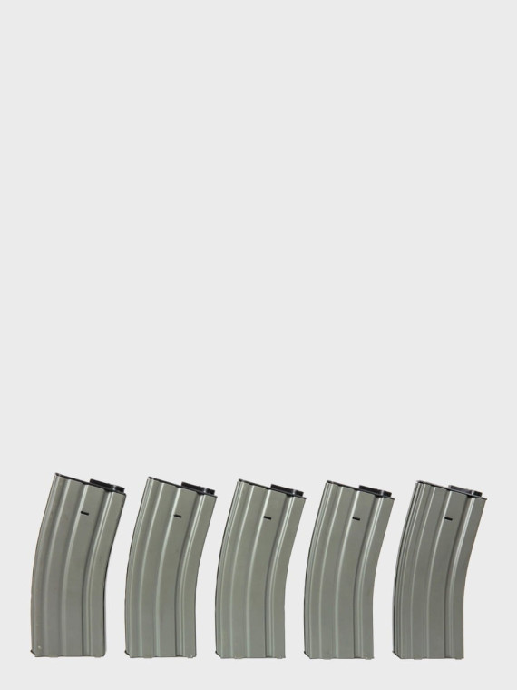 SPECNA ARMS Zestaw 5 magazynków Mid-Cap 120 kul do replik M4/M16 szary