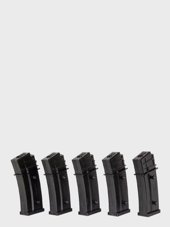 SPECNA ARMS Zestaw 5 magazynków Mid-Cap 120 kulek do replik G36 czarny