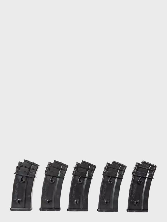 SPECNA ARMS Zestaw 5 magazynków Mid-Cap 120 kulek do replik G36 czarny