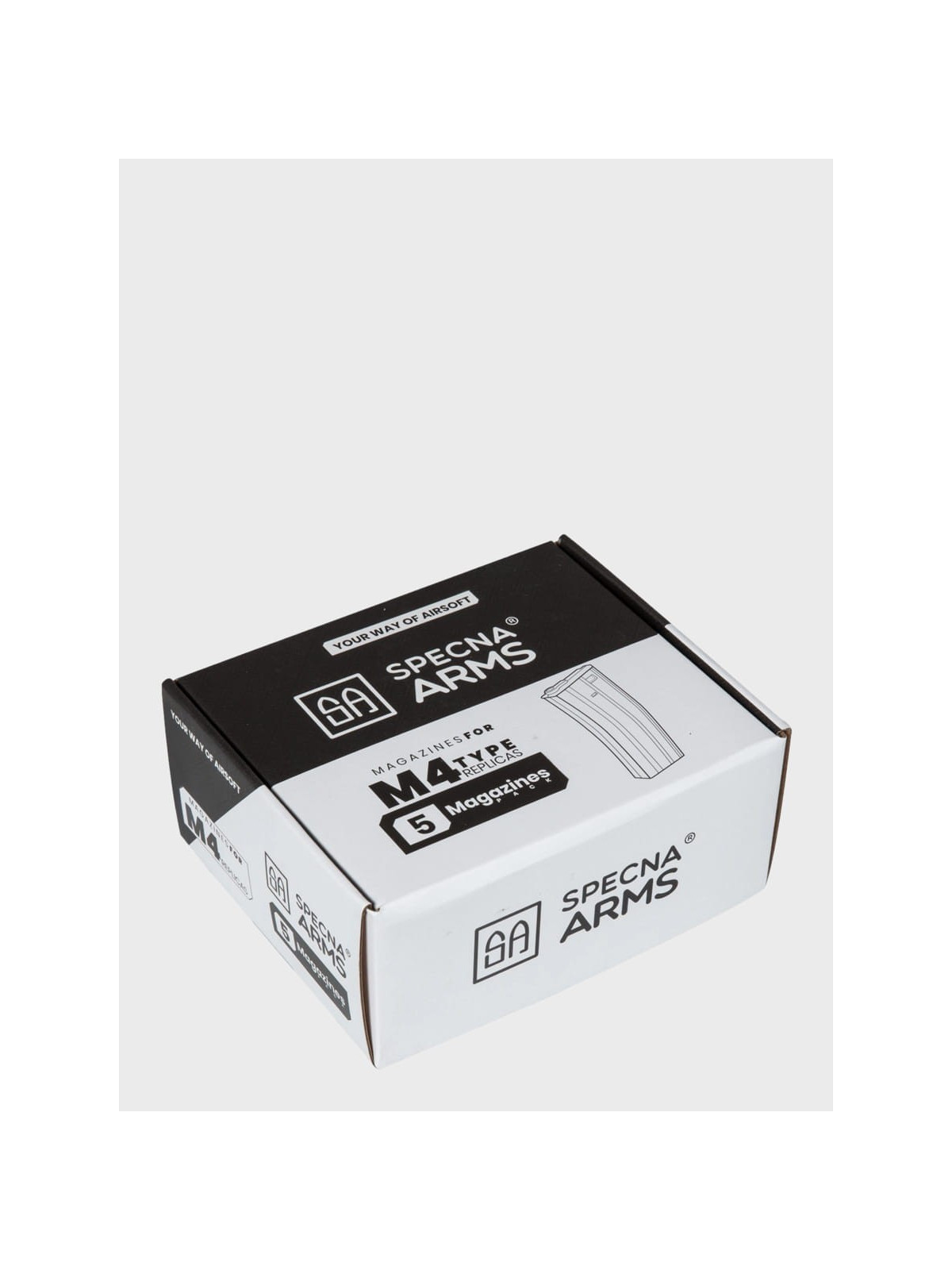 SPECNA ARMS Zestaw 5 magazynków ASG Mid-Cap M4/M16 pojemność 140 kulek czarny