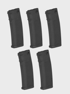 SPECNA ARMS Zestaw 5 Magazynków ASG S-Mag Hi-Cap do replik M4/M16 pojemność 380 kulek czarny