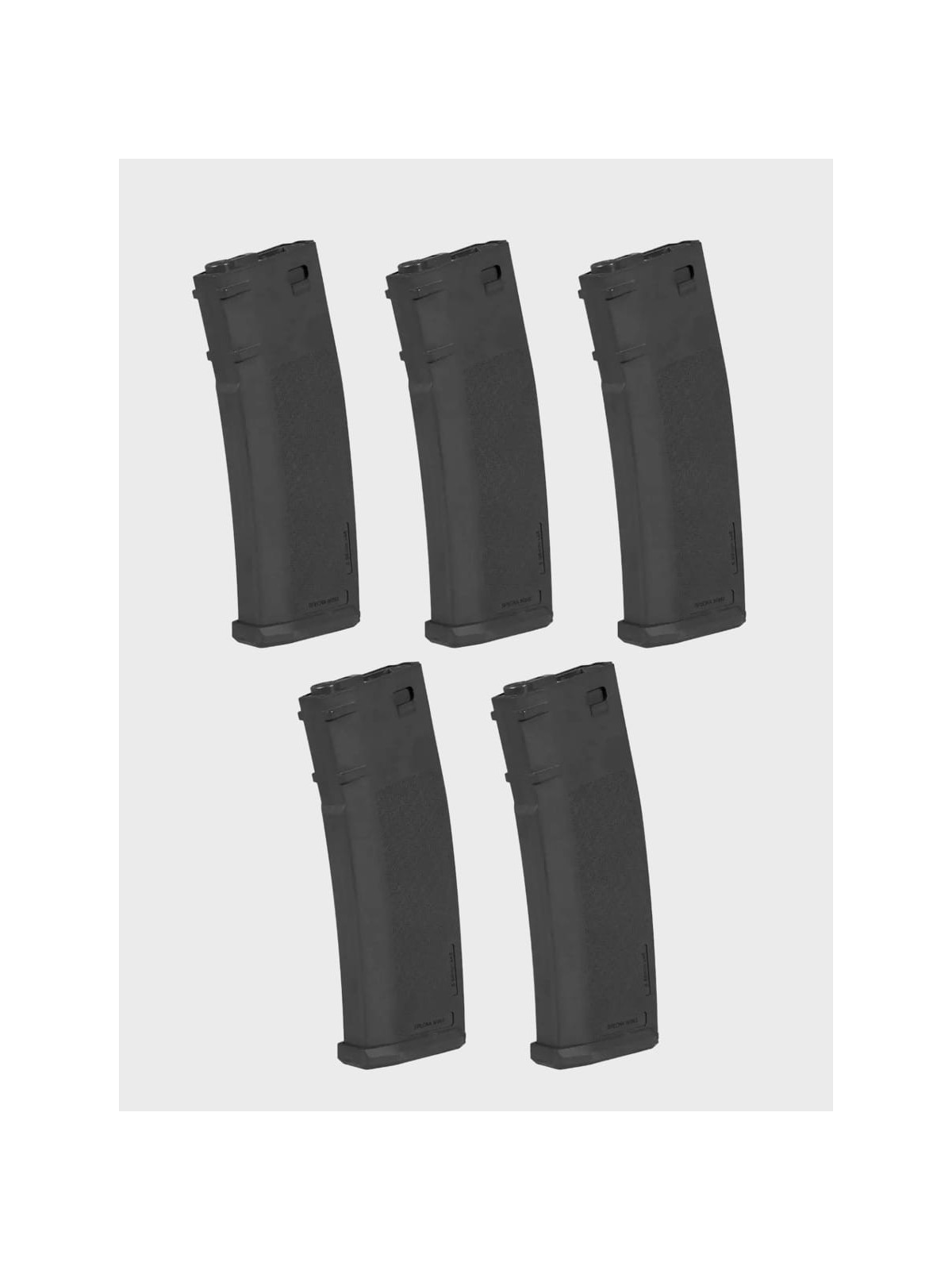 SPECNA ARMS Zestaw 5 Magazynków ASG S-Mag Hi-Cap do replik M4/M16 pojemność 380 kulek czarny