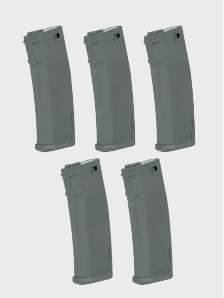 SPECNA ARMS Zestaw 5 magazynków ASG S-Mag Mid-Cap pojemność 125 kulek szare