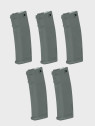 SPECNA ARMS Zestaw 5 magazynków ASG S-Mag Mid-Cap pojemność 125 kulek szare