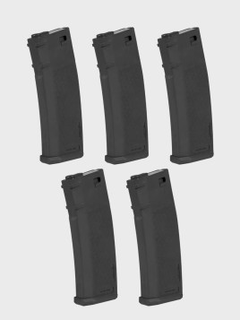 SPECNA ARMS Zestaw 5 magazynków ASG S-Mag Mid-Cap pojemność 125 kulek czarne