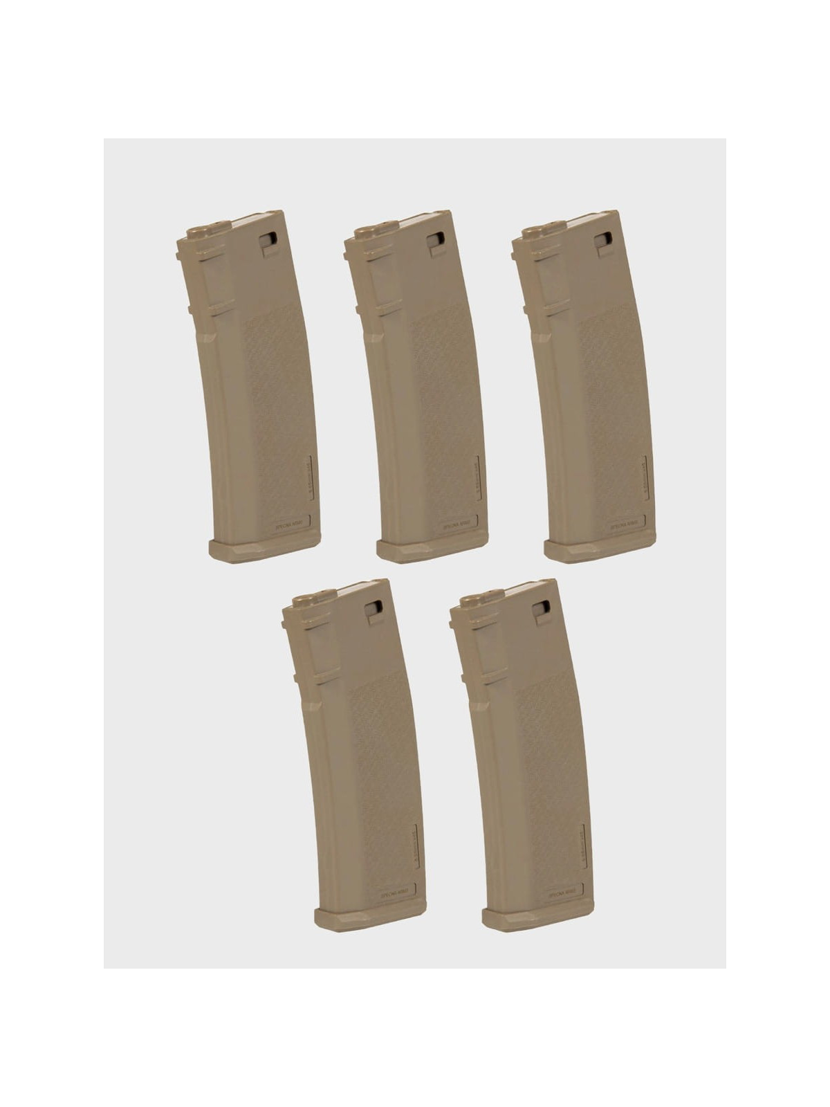 SPECNA ARMS Zestaw 5 magazynków ASG S-Mag Mid-Cap pojemność 125 kulek tan