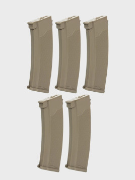SPECNA ARMS Zestaw 5 magazynków ASG S-Mag Hi-Cap do replik serii J pojemność 380 kulek Tan